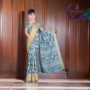 Vichitra Pishwas Anarkali estilo indio pakistaní Sari impreso en seda algodón poliéster para fiestas de boda elegante Sari indio - Product Image 2