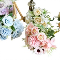 Fleurs artificielles en soie, bouquets de fleurs artificielles prêts à l'emploi, roses haut de gamme, décorations pour la maison, ornements de mariage, épingles à cheveux artisanales, bricolage