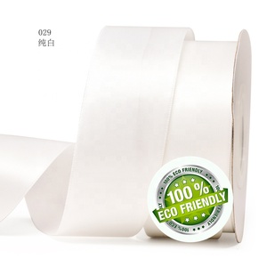 Ruban satiné blanc recyclé en RPET, écologique, simple face, fabriqué en matériaux RPET - Product Image 2
