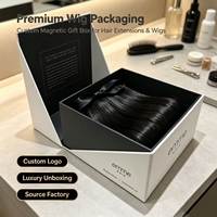 Emballage cosmétique écologique de luxe sur mesure, boîte cadeau pour extensions de cheveux |   Boîte en carton rigide magnétique pour l'emballage des perruques