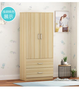 خزانة ملابس معدنية حديثة مخصصة بلون خشبي لغرفة النوم، خزانة تخزين بثلاثة أبواب - Product Image 6