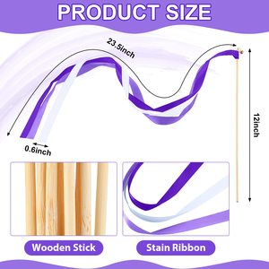 Ribbon Wedding <b>Wand</b> Sticks Purple Ribbon Streamers Party Ribbon Streamers with Bells Silk <b>Fairy</b> Stick <b>Wand</b> Holiday Photo Props - Product Image 3