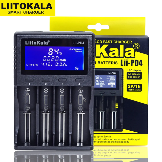 Liitokala Lii-PD4 4 Slot Fast Charger for 3.7V 26650 18350 16340 18500 1.2V NI-MH AA AAA LCD Battery Multifunction Charger