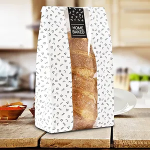 Bags With Packaging Custom X Greaseproof Own Logo For Food Flat Wax Self-Adhesive Tin Tie Package Machine In 40 Bread Paper Bag