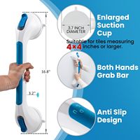 2 Packs de poignées de douche de 12/16 pouces Barres d'appui pour salles de bain Poignée d'assistance de sécurité pour handicapés Personnes âgées Carreaux de verre Plastique dur
