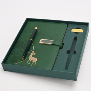 Set de Regalo de Diario de Cuero PU Verde con Logotipo Personalizado |   Libreta de Negocios con Bolígrafo para Regalos de Empleados, Eventos, Obsequios de Conferencias - Product Image 3