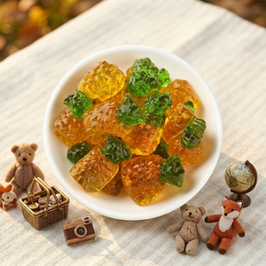 Permen Gummy Bentuk Nanas 3D Aneka Rasa Buah Manis Halal Grosir Kustom