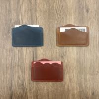 Dompet kulit sapi, dompet kulit kuda gila saku depan minimalis ramping tempat kartu dengan 5 Slot