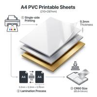 Feuilles PVC jet d'encre A4 Premium Or Argent pour l'impression de cartes VIP - Revêtement Nano Imperméable Compatible avec les imprimantes Epson Canon