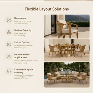 Mobilier de Jardin en Teck Design Bois de Haute Qualité avec Coussins Imperméables, Chaise de Salle à Manger d'Extérieur en Bois - Product Image 5
