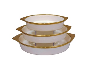 Teglia da Forno Rettangolare <span class=keywords><strong>in</strong></span> Ceramica Bianca Placcata Oro con Rilievo, Piatto da Forno <span class=keywords><strong>in</strong></span> <span class=keywords><strong>Porcellana</strong></span> per Uso Domestico con Manico - Product Image 3