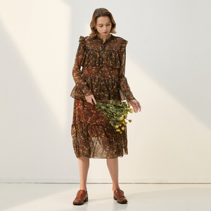 Abito da Donna Casual a <span class=keywords><strong>Maniche</strong></span> <span class=keywords><strong>Lunghe</strong></span> <span class=keywords><strong>Nero</strong></span> con Scollo a V Design Elegante - Product Image 2