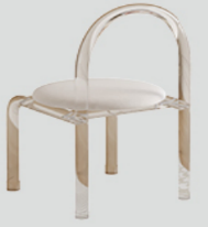 Chaise de salon moderne en acrylique avec coussin blanc, dossier solide, design minimaliste, mobilier de maison - Product Image 2