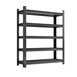 Black 5 Layer Carbon Steel Storage Rack <b>Adjustable</b> <b>Shelving</b> <b>Unit</b> Powder Coated Metal Warehouse Shelf - Product Image 1