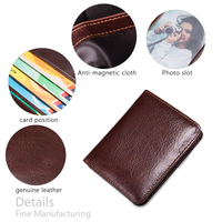 Dompet Pendek Pria Desain Drop Shipping, RFID, Kulit Asli, Tipis, Lipat Dua, Tempat Kartu