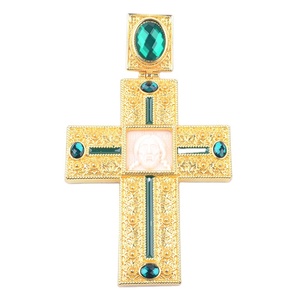 Fábrica chapados en oro gran arzobispo de aleación de personalizar de diamantes de cristal y Jesús icono de ortodoxa cruz Pectoral - Product Image 1