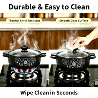 Olla de Cerámica Moderna con Tapa de Vidrio, Apta para Lavavajillas, Resistente al Calor, Antiadherente, Juego de Utensilios de Cocina Sin Inducción