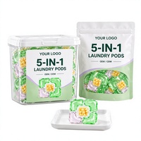 10g 5 compartiments Capsules de lessive écologiques pour un nettoyage en profondeur, toutes liquides, emballage personnalisé, OEM, marque privée, pour usage domestique