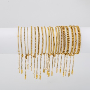 High Quaintity Aço Inoxidável 18K Banhado A Ouro Pulseiras Tornozeleiras Hypoallergenic Impermeável Tarnish Free Jóias Correntes Pulseiras - Product Image 2