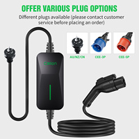Chargeur EV portable CALION Type 2 3,6KW-7,5KW 32A AC 220V-240V Nouveau Réglable IP54 Étanche Carte RFID / Certifié ETL/FCC