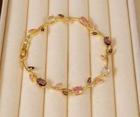 Bijoux fins pour femmes, bracelet tennis en or plaqué or, résistant à l'eau, sans décoloration, fleurs multicolores, CZ multicolores, bracelet tulipe pour femmes