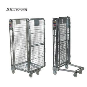 Cage de stockage en métal en treillis métallique de transport logistique à imbrication soudée pliable avec étagères - Product Image 5