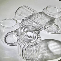 Gobelet en verre transparent personnalisé avec logo, 14 oz et 21 oz, à paroi lisse et côtelée, pour café, jus, thé, eau, café, restaurant, maison, cuisine