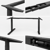 Bureau réglable en hauteur en forme de L à double moteur dissimulé, à montage standard, pour bureau à grande surface, positionnement multi-angles