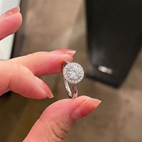 Nouvelle bague en laiton électroplaqué avec moissanite, style européen et américain haut de gamme, simple et exquise pour femme