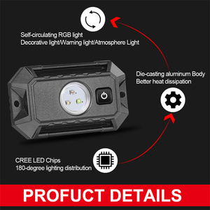 Lampe de fête couleur RVB en aluminium IP67 étanche pour montage sur le toit de la voiture avec interrupteur - Product Image 2