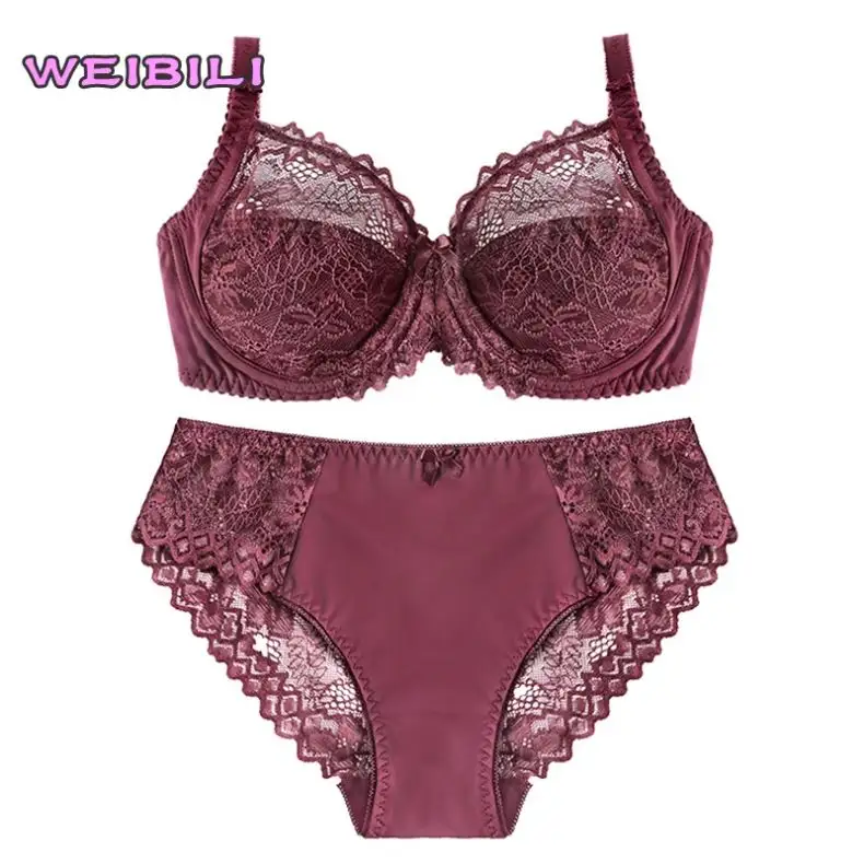 2021 Women's Lace Breathable Ultra-thin C Cup Underwear Set Bra And Panties Sexy Bra & Brief Sets