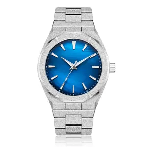 Luxury Ocean Blue Frosted Star Dust Wristwatches Custom Stainless Steel Japan Quartz Mens Watches Relojes Hombre