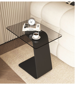 Table d'appoint de canapé mobile en verre trempé de style européen de type C lumière de luxe pour petit appartement salon table basse moderne - Product Image 6