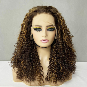 Perruques en cheveux humains de haute qualité, fournisseur de cheveux vierges, SDD 18 pouces, couleur piano, 13 par 4 frontal, perruque courte bouclée en cheveux humains - Product Image 2