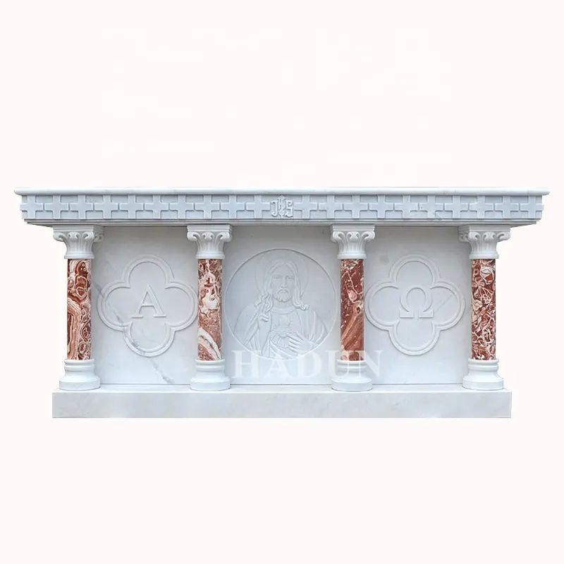 hand carved religious decoration natural marble church altar table