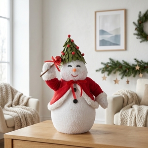 Pupazzo di Neve Nordico Bordeaux con Cappello a Forma di Albero, Decorazione Natalizia da Scrivania, Fornitura Diretta dalla Fabbrica - Product Image 1