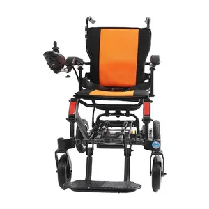 كرسي متحرك للتعويضات قابل للنقل والطي صناعة صينية كرسي كهربائي للمعاقين خفيف الوزن للسفر