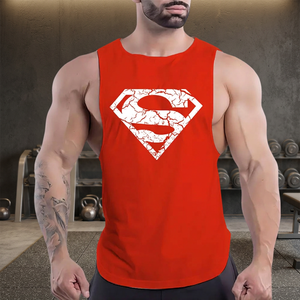Débardeur Homme Rouge Superman 100% Coton Style Urbain Col Rond Décontracté Respirant Tricoté Sans Manches - Product Image 3