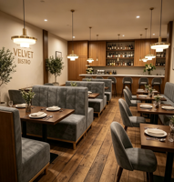 Canapés et Tables de Restaurant Personnalisés en Velours de Luxe avec Pieds Dorés, Imperméables, pour Villa, Bar, et Espaces de Restauration