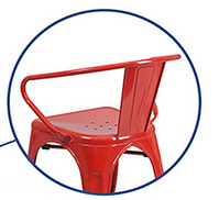 Chaises de bar et de restaurant de style industriel américain en fer forgé, avec dossier, carrées, en métal orange, pour intérieur et extérieur