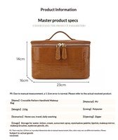 Sac de maquillage en cuir PU personnalisé de luxe, grande capacité, trousse de toilette de voyage, étui à cosmétiques, organiseur en simili peau de crocodile, trousse de toilette