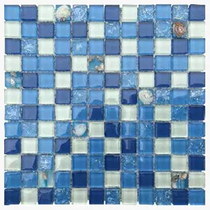 Pantai Kaca Persia Ubin Dinding Mosaik Kristal 300*300*4Mm Dapat Digunakan untuk Percikan dan Kamar Mandi Dinding