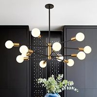 E27 12-Head Lighting Sputnik Lustre Moderne Industriel Or Pendentif Plafonnier Luminaire Hauteur Réglable pour Salle À Manger