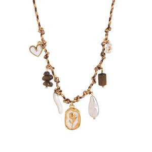 Boho liontin bunga hati mutiara bintang laut emas pantai musim panas liontin Enamel warna-warni jimat kalung DIY membuat perhiasan untuk wanita - Product Image 4