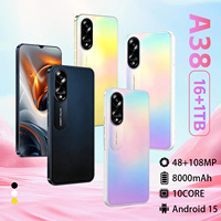 Nouveau Smartphone Android 5G A38 Version Globale Débloquée 2026, 16 Go + 1 To, Grand Écran 7,3 Pouces, Processeur Deca Core, Double SIM LTE CDMA