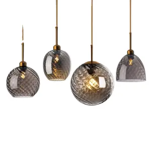 Lampe suspendue dorée en verre style nordique, Design moderne, luminaire décoratif d'intérieur, idéal pour une salle à manger