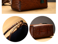 Tas Tote Wanita Kapasitas Besar Ramah Lingkungan dengan Rumbai Bambu Anyaman Tangan Vintage