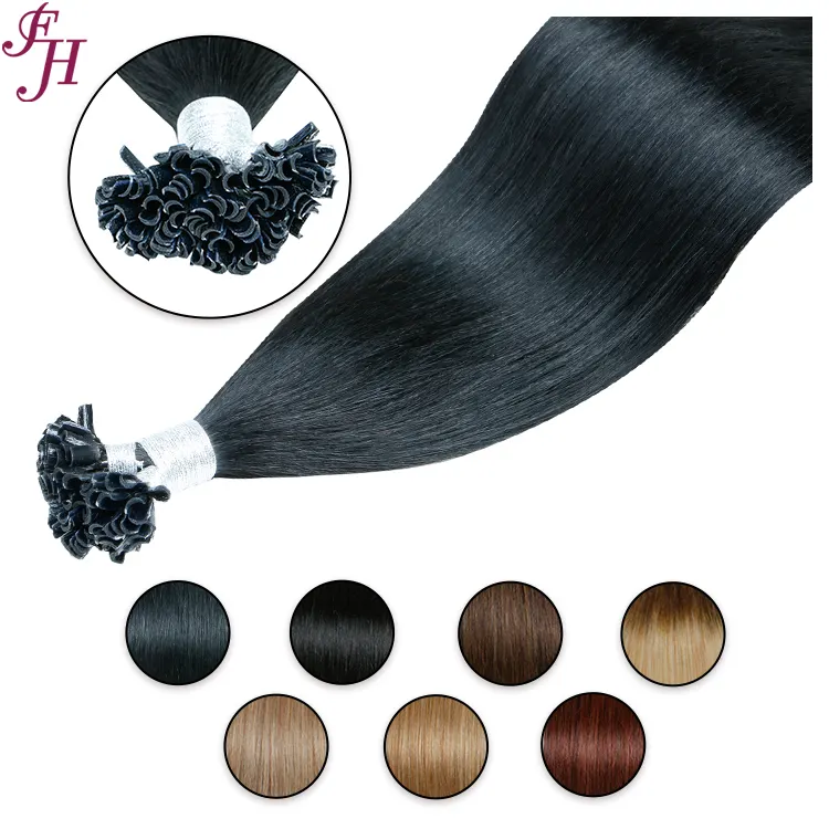 FH cheveux naturels remy naturels longue extrémité complète kératine k pointe vierge u-tip extension de cheveux vente en gros