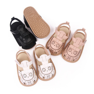 Sandales décontractées d'été pour bébé fille, nouveau modèle, semelles souples, chaussures plates antidérapantes en coton avec nœud mignon pour bébés de 0 à 1 an - Product Image 1