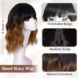 JAMBALAYA Nouvelle Perruque Courte Bouclée Marron Teintée Style Européen et Américain pour Femme avec <span class=keywords><strong>Frange</strong></span> et Ondulations Naturelles – Plusieurs Couleurs Disponibles - Product Image 5